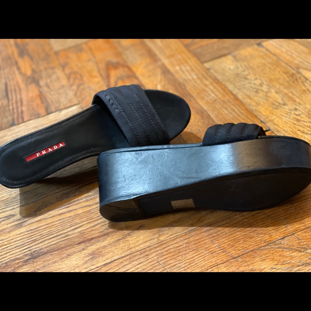 Prada
Women's Black Mesh Leather Sandals - Picture 2 of 4
